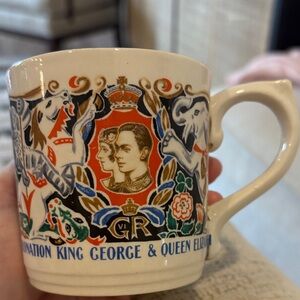 Coronation King George & Queen Elizabeth II Mug with Royal Portraits